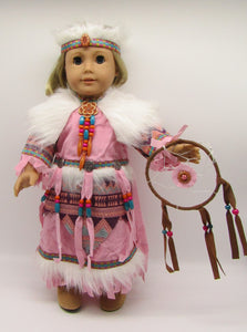 Native-American Dreamcatcher 3 Pc Outfit 18 inch Doll: Pink