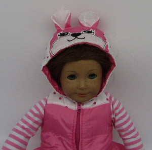 18" Doll Puffy Bunny Vest: Pink