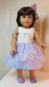 18" & 15" Doll Glittery Dress Shoes: Light Purple