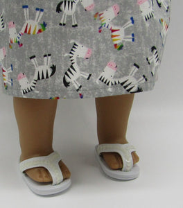 18" Doll Sequin Flip-Flops: White