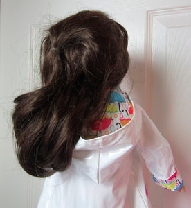 18" Doll Raincoat: White Appliqued