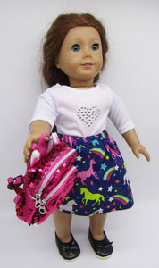 18" Doll Sequin Unicorn Backpack: Hot Pink