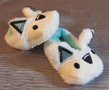 Load image into Gallery viewer, 18&quot; &amp; 15&quot; Doll Fox Slippers: White &amp; Blue
