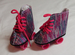 18" Doll Roller Skates: Sparkly Purple & Hot Pink
