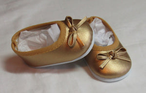 Ballet Flats with Thin Bow: Gold