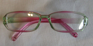 Rectangular 18 inch Doll Glasses: Green & Pink