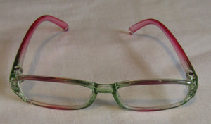 Rectangular 18 inch Doll Glasses: Green & Pink