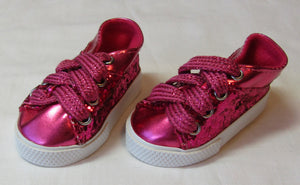 Hot Pink Glitter No-Tie Tennis Shoes