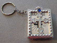 Load image into Gallery viewer, Miniature Bible Keychain w Blue Jewel

