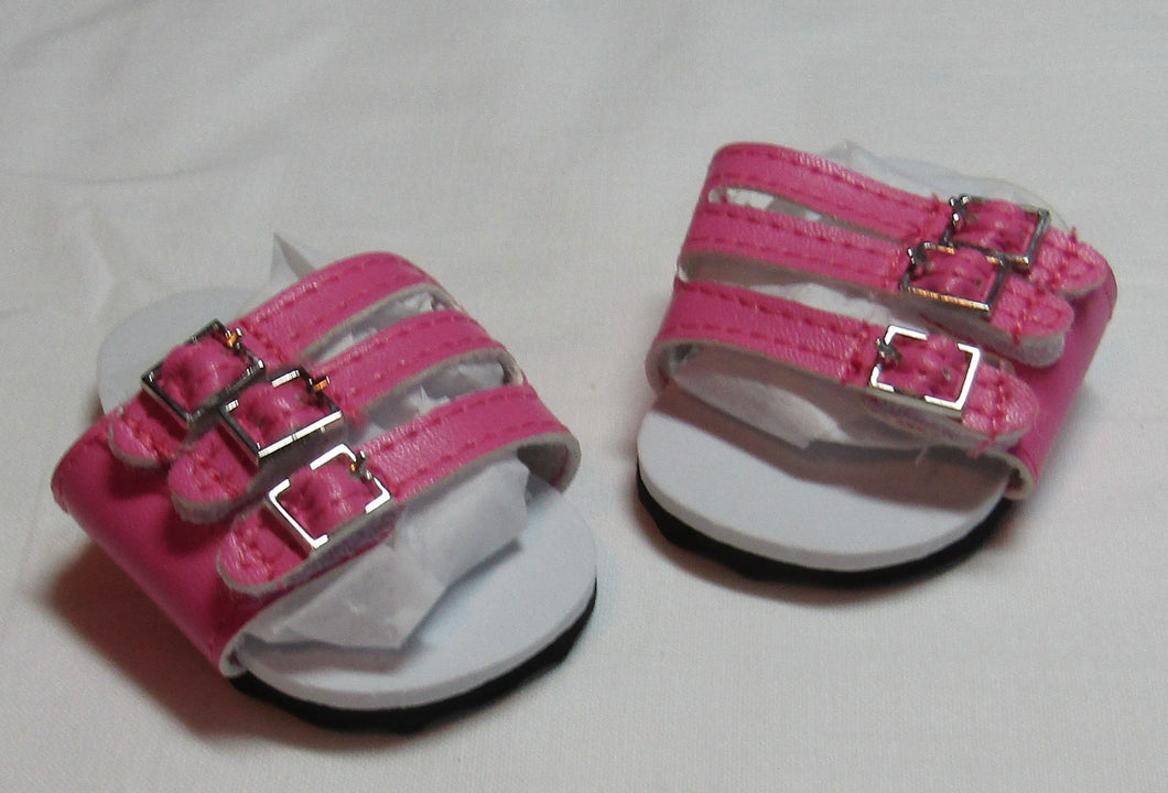 Hot Pink Three Strap Sandals