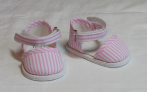 18" & 15" Doll Closed-Toe Sandals: Pink & White Striped