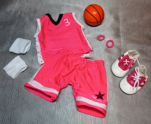 Basketball 6 Pc Outfit: Hot Pink