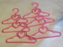 Load image into Gallery viewer, 6 Pack Pink Heart Design Doll Hangers
