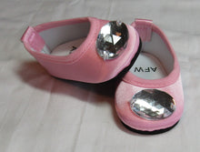 Load image into Gallery viewer, 18&quot; &amp; 15&quot; Doll Satin Finish Flats w Large Gem: Pink
