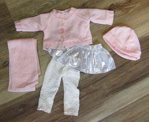 18" Doll Pink & Silver 5 Piece Sweater Set