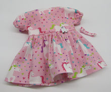 Load image into Gallery viewer, 18&quot; Doll Unicorn &amp; Hearts Dress: Pink
