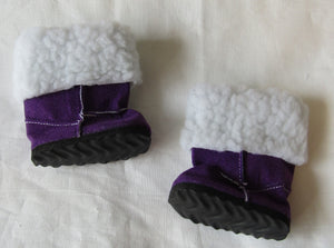 18" Doll Suede Boots: Purple w Fur Tops