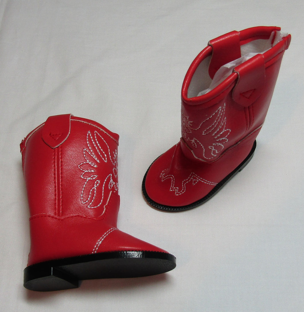 Western Boots w Embroidered Eagle: Red