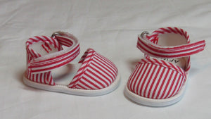 Closed-Toe Sandals: Red & White Striped