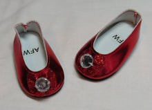 Load image into Gallery viewer, 18&quot; &amp; 15&quot; Doll Shiny Jeweled Dress Shoes: Red
