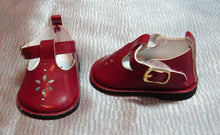 Load image into Gallery viewer, 18&quot; &amp; 15&quot; Doll Sunburst Cutout Buckled Shoes: Red
