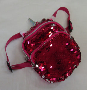 18" Doll Sequin Unicorn Backpack: Hot Pink