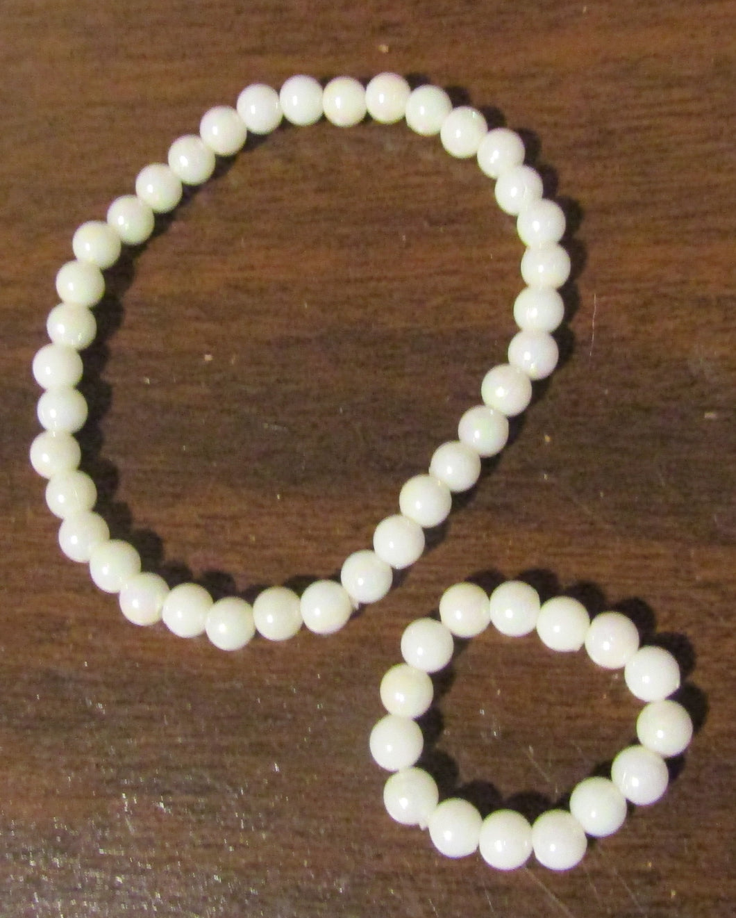 White Beaded Bracelet and Necklace Set