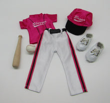 Load image into Gallery viewer, Wellie Wisher (14&quot; Doll) Baseball 7 Pc Uniform: Hot Pink
