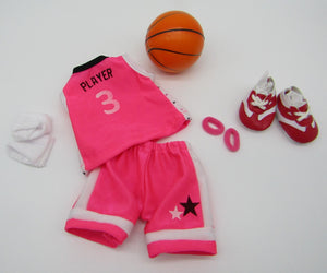 Wellie Wisher (14" Doll) Basketball 6 Pc Set: Pink