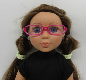 14" Wellie Wisher Doll Rectangular Glasses: Hot Pink