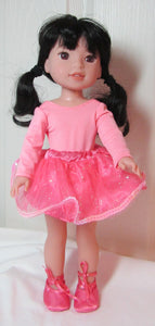 14" Wellie Wisher Doll Ballet 3 Pc Outfit: Pink