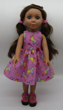 Load image into Gallery viewer, Wellie Wisher 14 inch Doll Flower Sandals: Hot Pink
