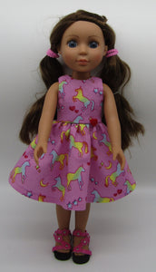 Wellie Wisher (14" doll) Hot Pink Flower Sandals