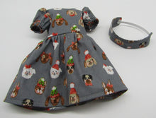 Load image into Gallery viewer, Wellie Wisher (14&quot; doll) Puppy Christmas Dress
