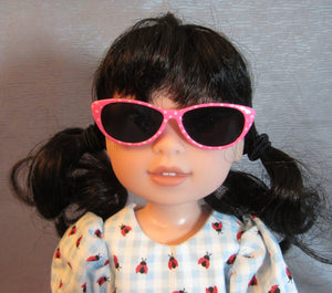 14" Wellie Wisher Doll Sunglasses: Pink & White Dotted