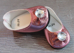 14" Wellie Wisher Doll Shiny Shoes w Gem: Pink