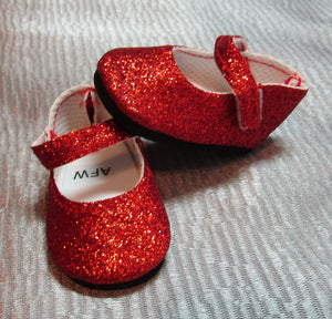 Wellie Wisher (14" doll) Red Sparkly T-Strap Shoes