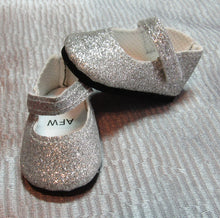 Load image into Gallery viewer, Wellie Wisher (14" Doll) Sparkly T-Strap Shoes: Silver
