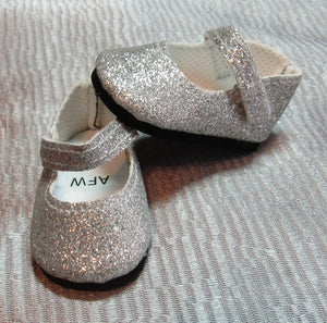 Wellie Wisher (14" doll) Silver Sparkly T-Strap Shoes