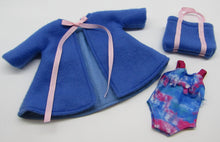 Load image into Gallery viewer, Wellie Wisher (14&quot; doll) Tie Dye Swim Set w Blue Robe
