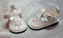 Load image into Gallery viewer, White Wellie Wisher (14&quot; doll) Buckle Shoes with Sunburst Cutout
